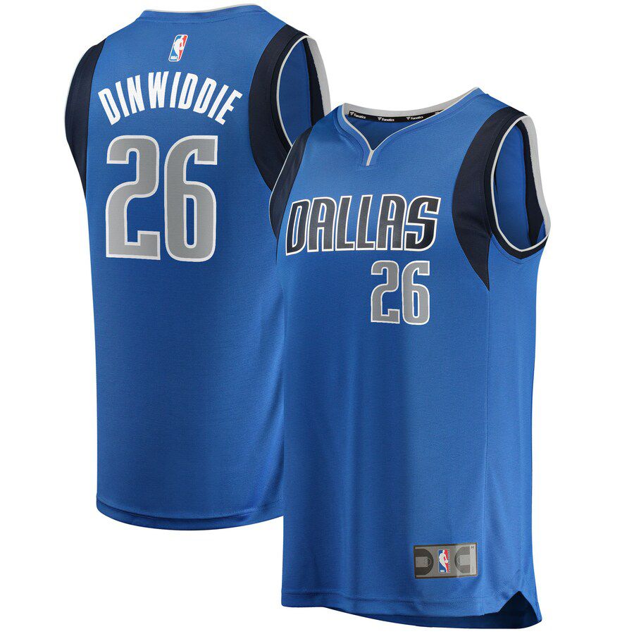 Men Dallas Mavericks #26 Spencer Dinwiddie Fanatics Branded Blue Fast Break Replica NBA Jersey->dallas mavericks->NBA Jersey
